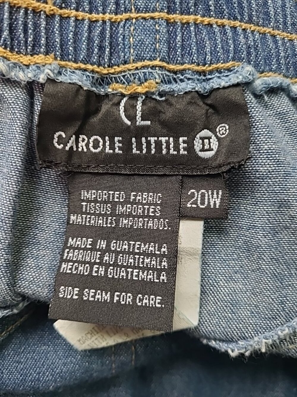 Vintage 90s Denim Maxi Skirt Jean Skirt 20W Y2K Button Front A Line Elastic Back - Picture 5 of 16